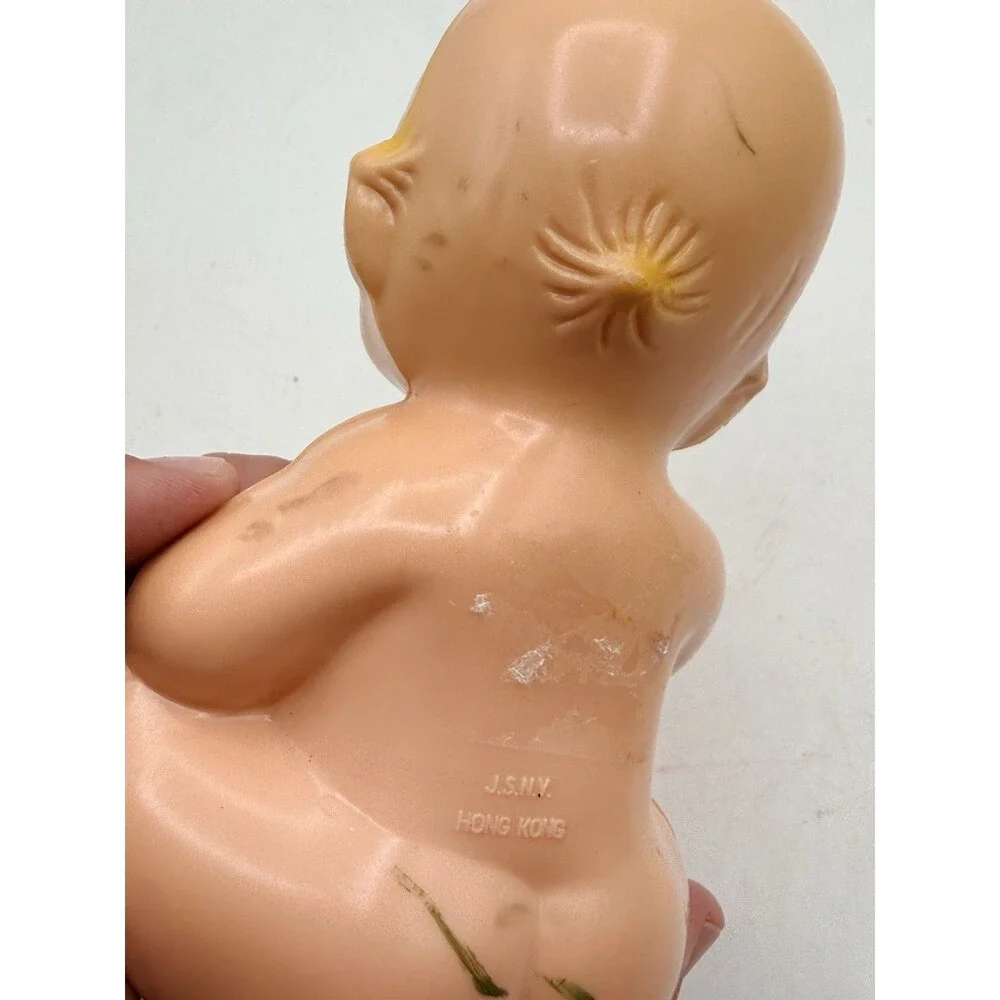 Vintage JSNY Cupie Doll Plastic Baby Powder Dispenser Shaker Hong Kong 5.5”